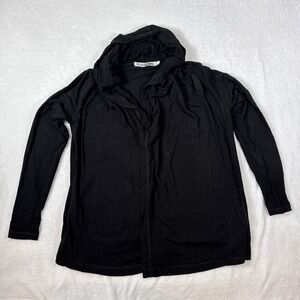 Michael Stars Long Sleeve Black Hooded Wrap Cardigan Rayon Spandex Large